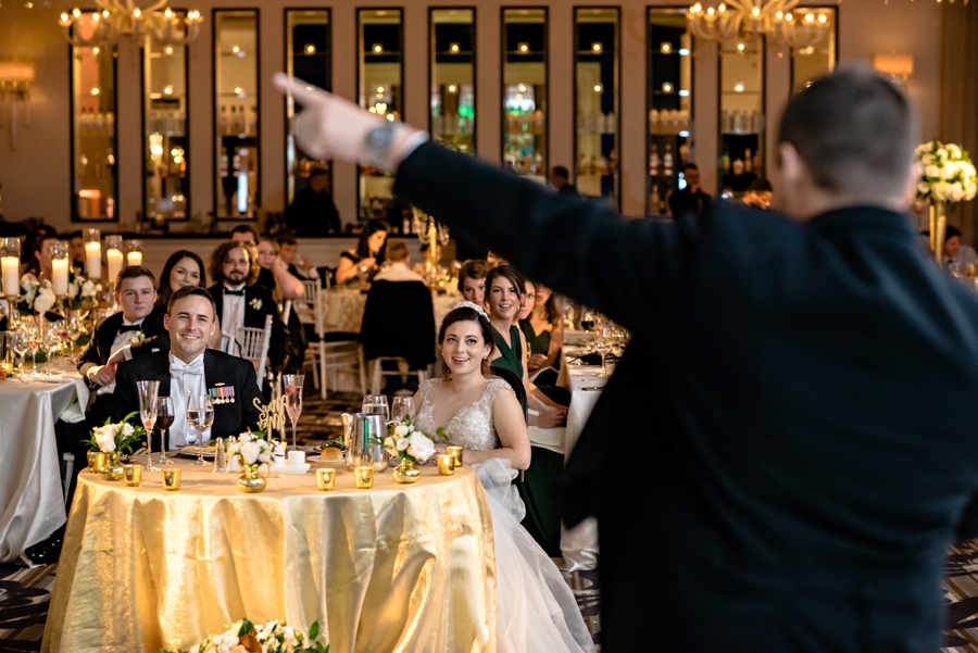 A best man giving a great speech at the reception at Vie.